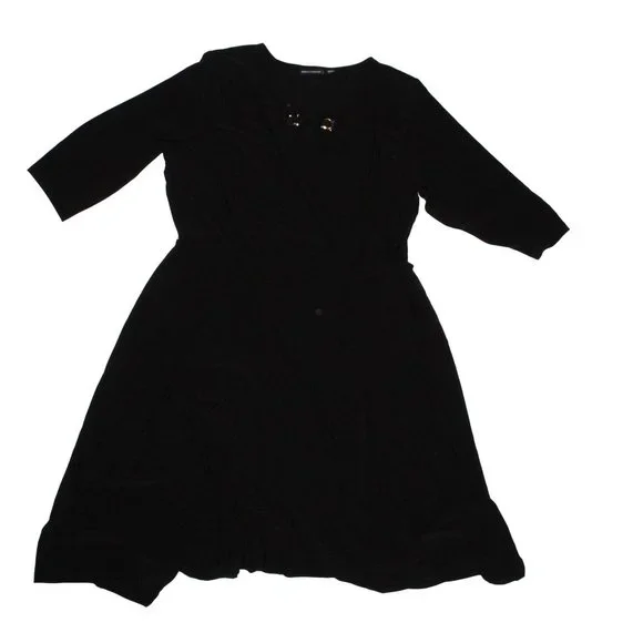 Nina Leonard Black Dress Womens Plus Size 3X Side Pockets Pull Over Embellished - Picture 1 of 6